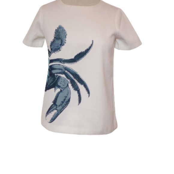J. Crew Structured Pull On Textured Wrap Around Crab Print Top- Sz 0 - Picture 4 of 11